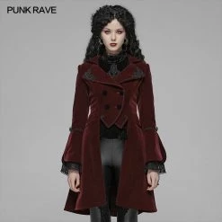 Punk Rave Store Women Gothic Lolita Long Sleeve Medium Long Velvet Coat