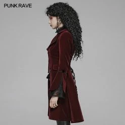 Punk Rave Store Women Gothic Lolita Long Sleeve Medium Long Velvet Coat