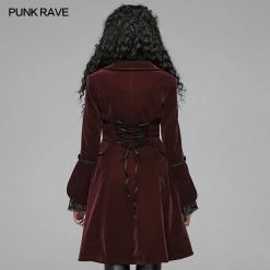 Punk Rave Store Women Gothic Lolita Long Sleeve Medium Long Velvet Coat