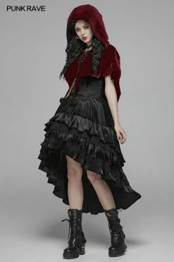Punk Rave Store Lolita Velvet Short Hooded Loose Cloak With Cute Wooly Balls Accessories