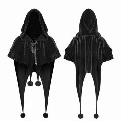 Punk Rave Store Lolita Velvet Short Hooded Loose Cloak With Cute Wooly Balls Accessories