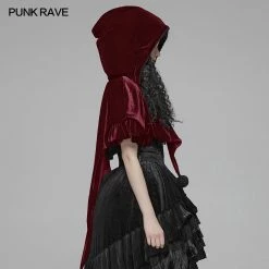 Punk Rave Store Lolita Velvet Short Hooded Loose Cloak With Cute Wooly Balls Accessories