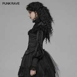 Punk Rave Store Lolita Long Sleeve Shirt Translucent Lace Shoulder T-shirt