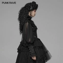 Punk Rave Store Lolita Big Puff Sleeve Stand Collar Long Sleeve Blouse