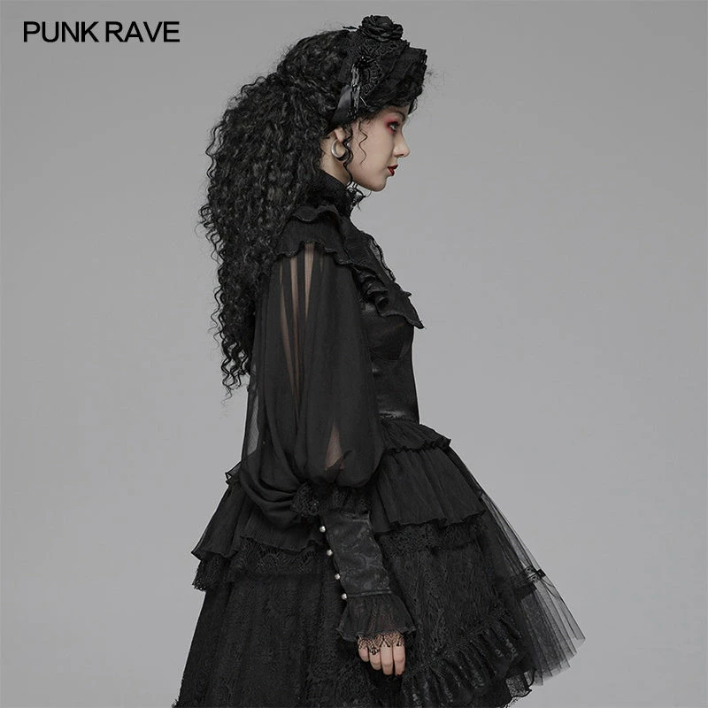 Punk Rave Store Lolita Big Puff Sleeve Stand Collar Long Sleeve Blouse 4 Punk Rave Store Lolita Big Puff Sleeve Stand Collar Long Sleeve Blouse
