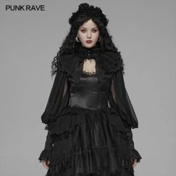 Punk Rave Store Lolita Big Puff Sleeve Stand Collar Long Sleeve Blouse