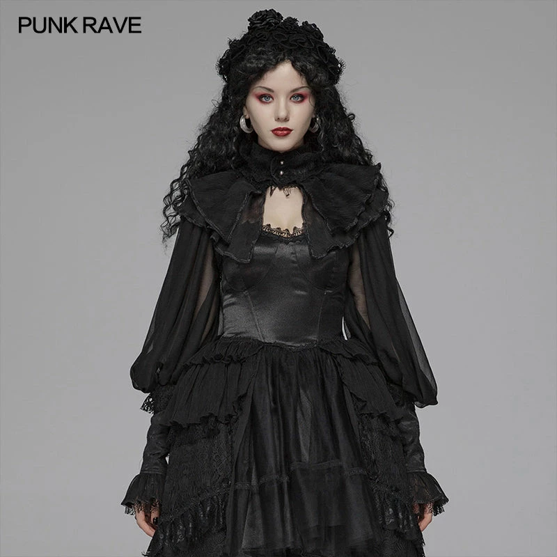 Punk Rave Store Lolita Big Puff Sleeve Stand Collar Long Sleeve Blouse 3 Punk Rave Store Lolita Big Puff Sleeve Stand Collar Long Sleeve Blouse