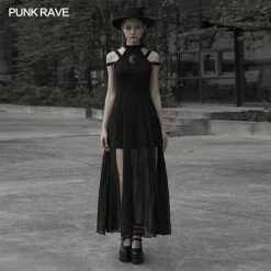 Punkravestore Embroidered Mid-length Dress Women