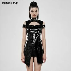 Punk Rave Store Punk Flaming Patent Leather Dress