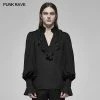 Punkravestore Gothic Vampire Rococo V-neck Shirt With Pleated Bubble Sleeves