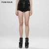 Punk Rave Store Metallic Rock Hollow Denim Shorts