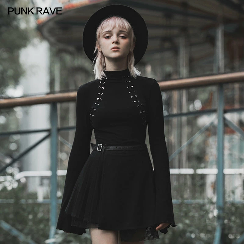 Punkravestore Light Gothic Laced Chest Skinny T-shirt 3 Punkravestore Light Gothic Laced Chest Skinny T-shirt