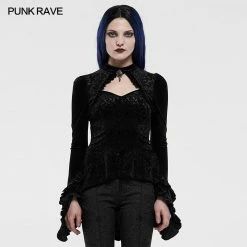 Punkravestore Gorgeous Gothic Velvet Shadow Flower T-shirt