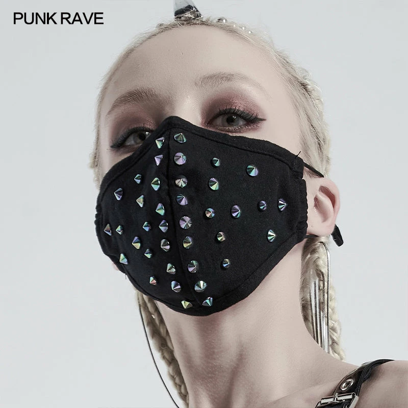 Punkravestore Dazzle Rivet Mask Cyber Goth 5 Punkravestore Dazzle Rivet Mask Cyber Goth