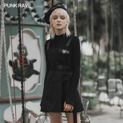 Punkravestore "Hardcore Girl" Series Military Asymmetrical Placket Slip Dress Women