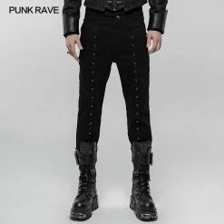 Punkravestore Gothic Steampunk Thickened Punk Simple Trousers