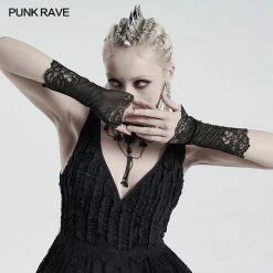 Punkravestore Goth Daily Lace Gloves Women