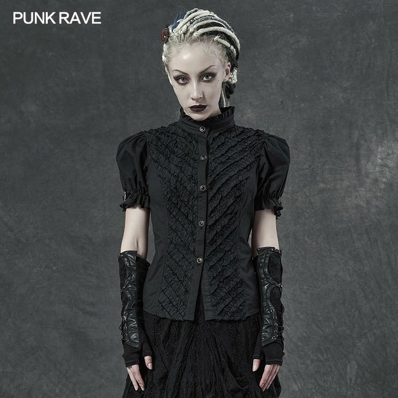 Punkravestore Gothic Steampunk Steampunk Short-sleeved Shirt 3 Punkravestore Gothic Steampunk Steampunk Short-sleeved Shirt