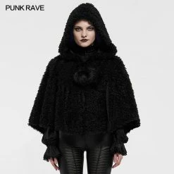 Punkravestore Lolita Heart-shaped Hollow Black Plush Cape
