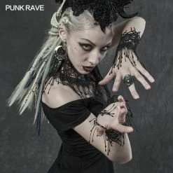 Punkravestore Goth Dark Night Vine Gloves Neck Cover Three-piece Set Gothic Lolita
