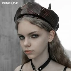 Punkravestore Plaid Little Demon Beret