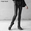 Punkravestore Gothic Military Uniform Buckle Skinny PU Leather Pants (with Belt)