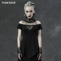 Punkravestore Gothic Spider Horizontal Neck T-shirt
