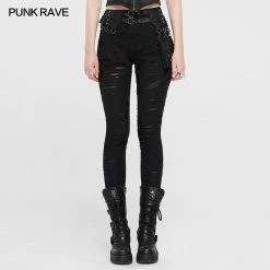 Punkravestore Steampunk Detachable Waistbag Leggings