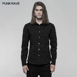 Punkravestore Elastic Jacquard Punk Long Sleeve Shirt