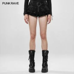 Punk Rave Store Steampunk Viper Stonewashing Shorts