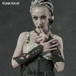 Punkravestore Steampunk Imitation Crocodile PU Gloves