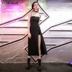 Punkravestore Sexy Small V-neck Braces Dress Women