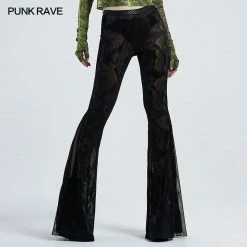 Punkravestore Black Gothic Dark Fringe Flared Trousers