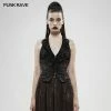 Punk Rave Store Gothic Black Gold Dark Flower Hanging Neck Lace Vest