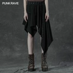 Punkravestore Punk Asymmetrmetric Vertical Half Skirt