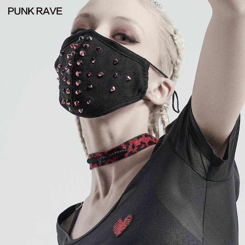 Punkravestore Dazzle Rivet Mask Cyber Goth 4 Punkravestore Dazzle Rivet Mask Cyber Goth