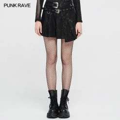 Punkravestore 2021 Irregular Patterns Punk Skirt With Buckle
