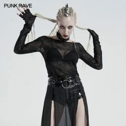 Punkravestore PUNK Horizontal Neck T-shirt