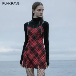 Punkravestore Women Punk Straps Small A Shape Dress
