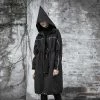 Punkravestore Wizard Hat Drawstring Loose Long Windbreaker