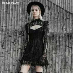 Punkravestore Hollow-out Lace Dress Women