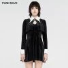Punkravestore 2020 Dark Bat White Collar Little Black Gothic Dress 2 Punkravestore 2020 Dark Bat White Collar Little Black Gothic Dress