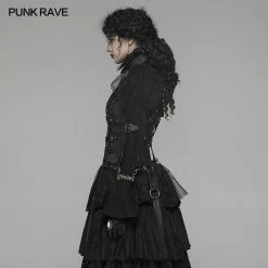 Punk Rave Store Steampunk Standing Collar Long Sleeve Cross Short Coat Gothic Steampunk