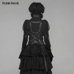 Punk Rave Store Steampunk Standing Collar Long Sleeve Cross Short Coat Gothic Steampunk