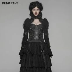 Punk Rave Store Steampunk Standing Collar Long Sleeve Cross Short Coat Gothic Steampunk