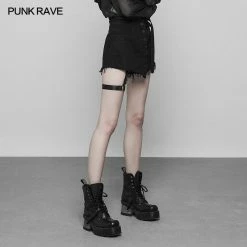 Punk Rave Store Double Belt Row Buckle Punk Fake Half Skirt