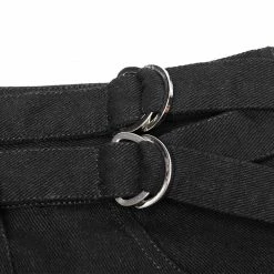 Punk Rave Store Double Belt Row Buckle Punk Fake Half Skirt