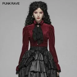 Punk Rave Store Gothic Dark-Grain Long Sleeve Velvet Shirt