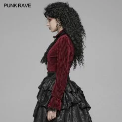 Punk Rave Store Gothic Dark-Grain Long Sleeve Velvet Shirt
