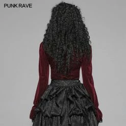 Punk Rave Store Gothic Dark-Grain Long Sleeve Velvet Shirt